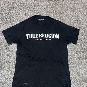 True Religion Black Tee with White Logo